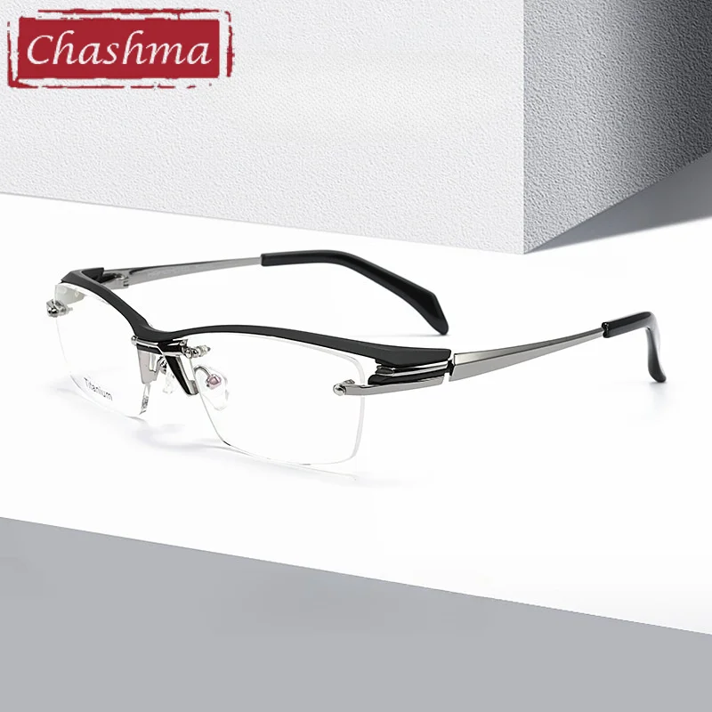 Chashma Men Pure Titanium Glasses Frame Oversize Large Gafas Wide Eyewear Male Top Quality Prescription Lenses Spectacle
