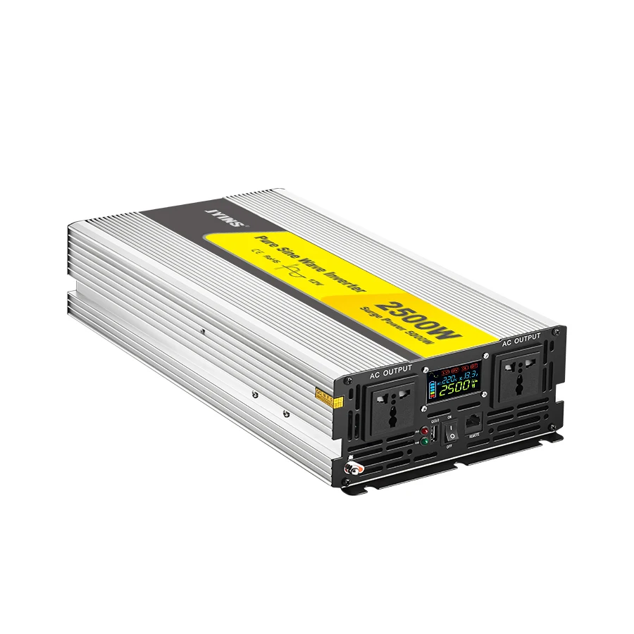DC 12V to AC 220V 2500W Pure Sine Wave Power Inverter Single Output with LCD Display CE Certified Aluminium Alloy Home Use