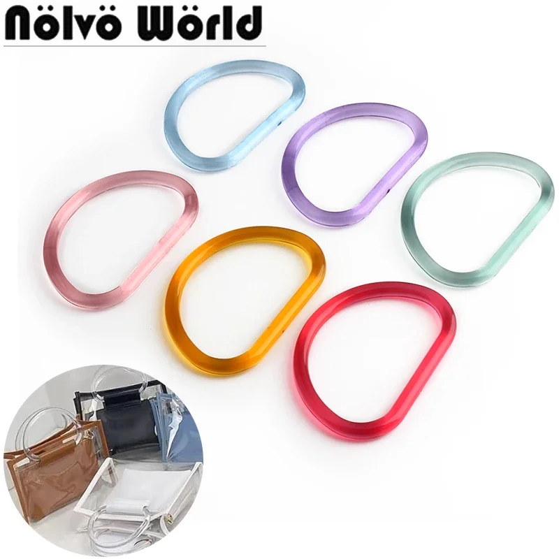 2/10/40PCS D Ring 10cm Colorful Acrylic Plastic Handles For Brackets Shoulder Purse Frame Shopping Tote Woven-Bag Accessories