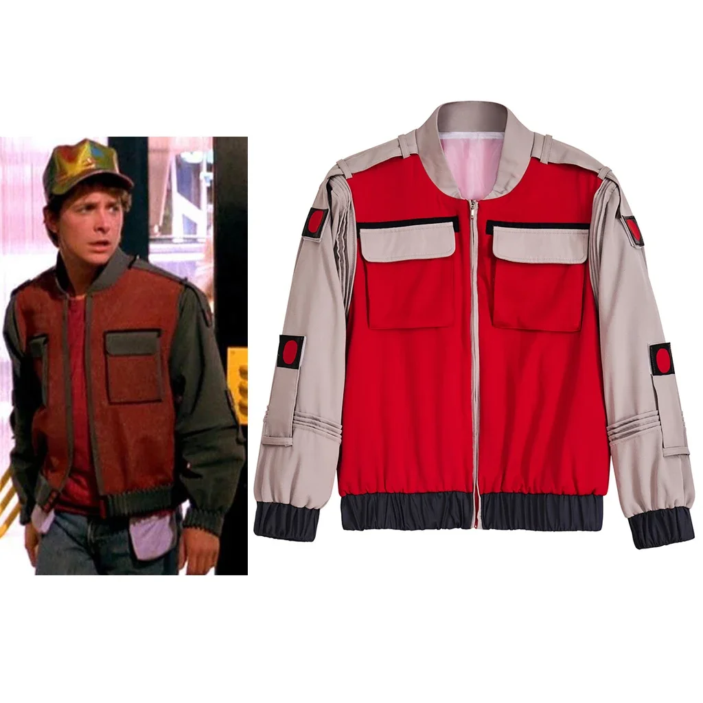 

Marty McFly Cosplay Jacket Movie Back to the Future Costume For Men Fancy Uniform Coat Halloween Carnival Party Streetwear