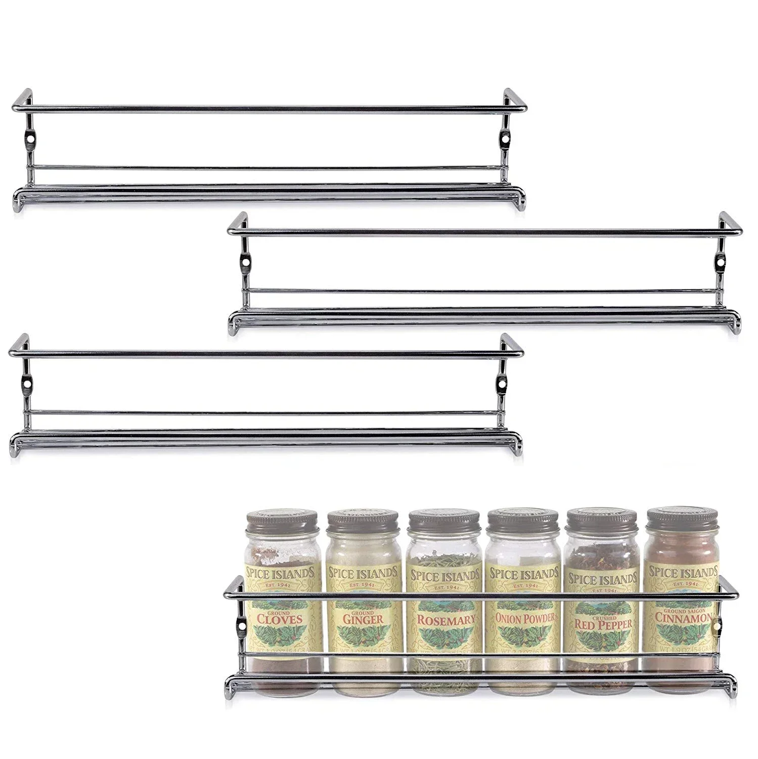 1/2PCS Wall Mount Spice Rack Metal Spice Storage Rack Spice Jar Rack Cabinet Shelf Seasoning Organizer Rack Kitchen Organizer