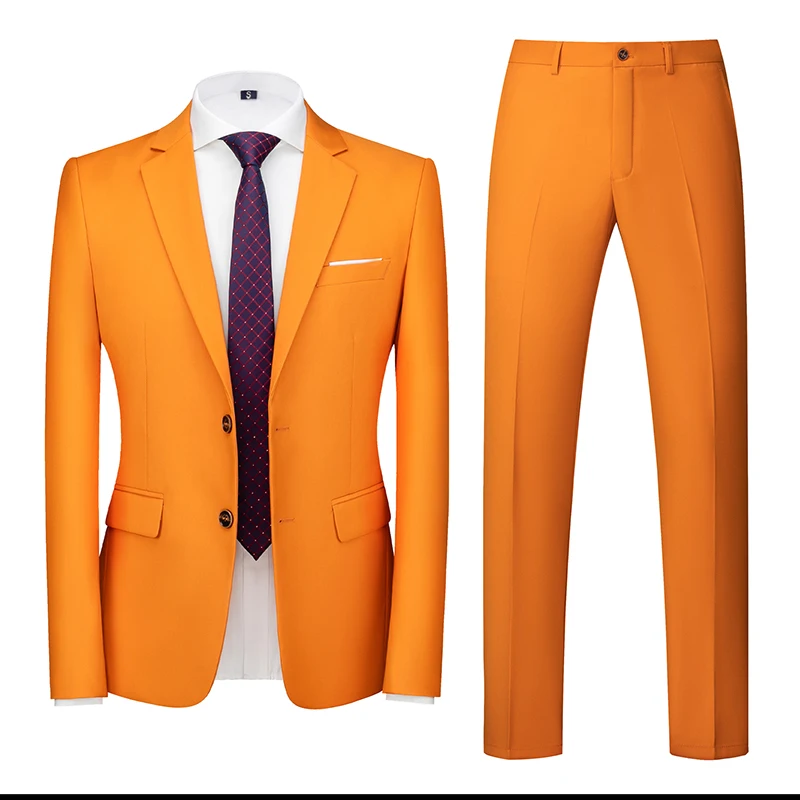Asian-Sized Men's Purple Two-Piece Suit, Wedding/Office/Party Jacket with Matching Trousers. Available in Red, Blue, Gray, Black