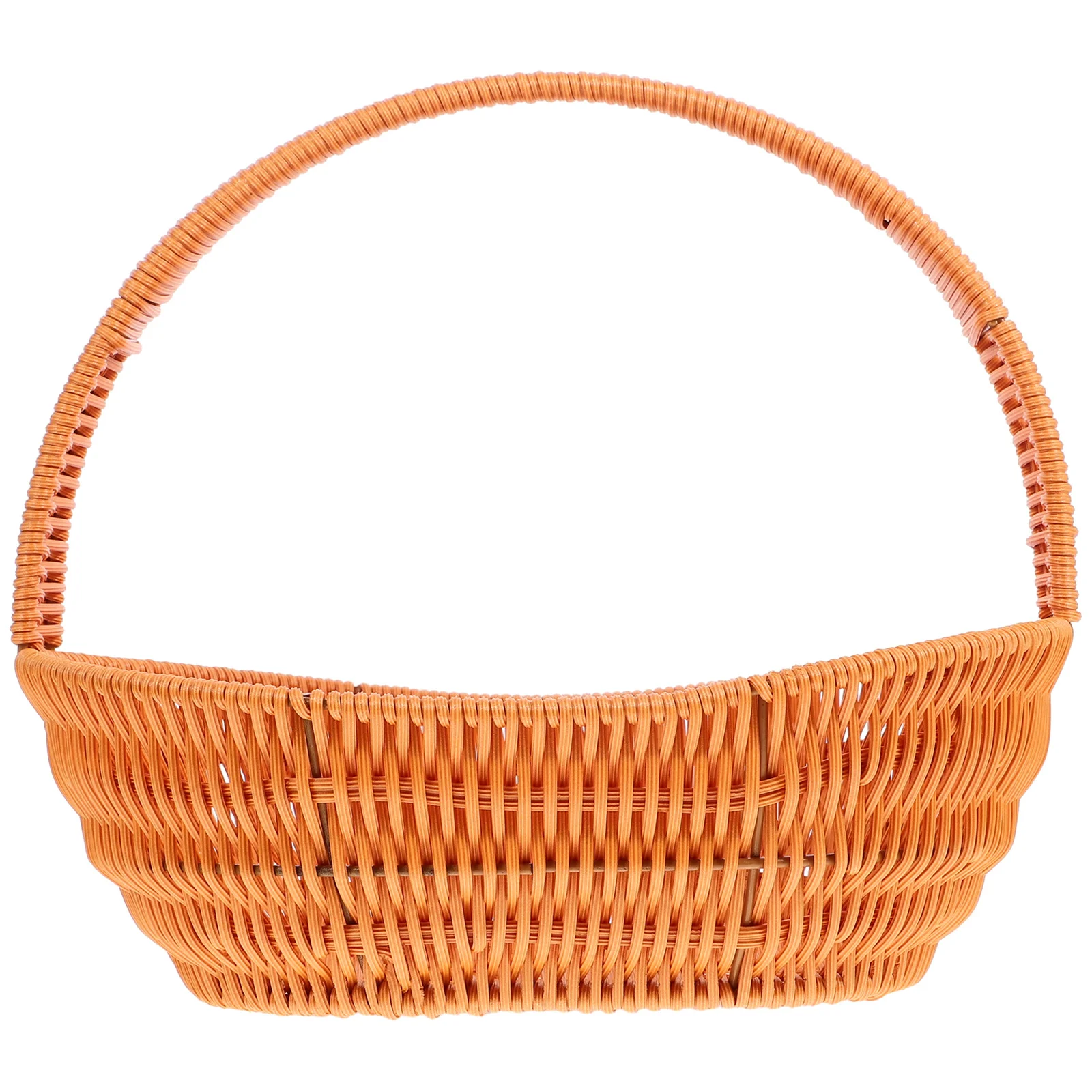 

Imitation Rattan Woven Basket Boat Shaped Handheld Multipurpose Storage Fruit Picnic Flower Basket Woven Flower Baskets