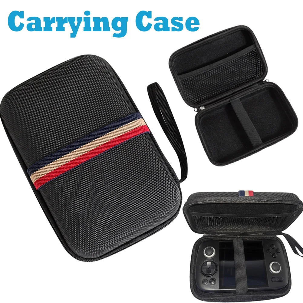 Portable Carrying Case Waterproof Protective Travel Case Shockproof with Pocket for Anbernic RG Cube Retro Handheld Game Console