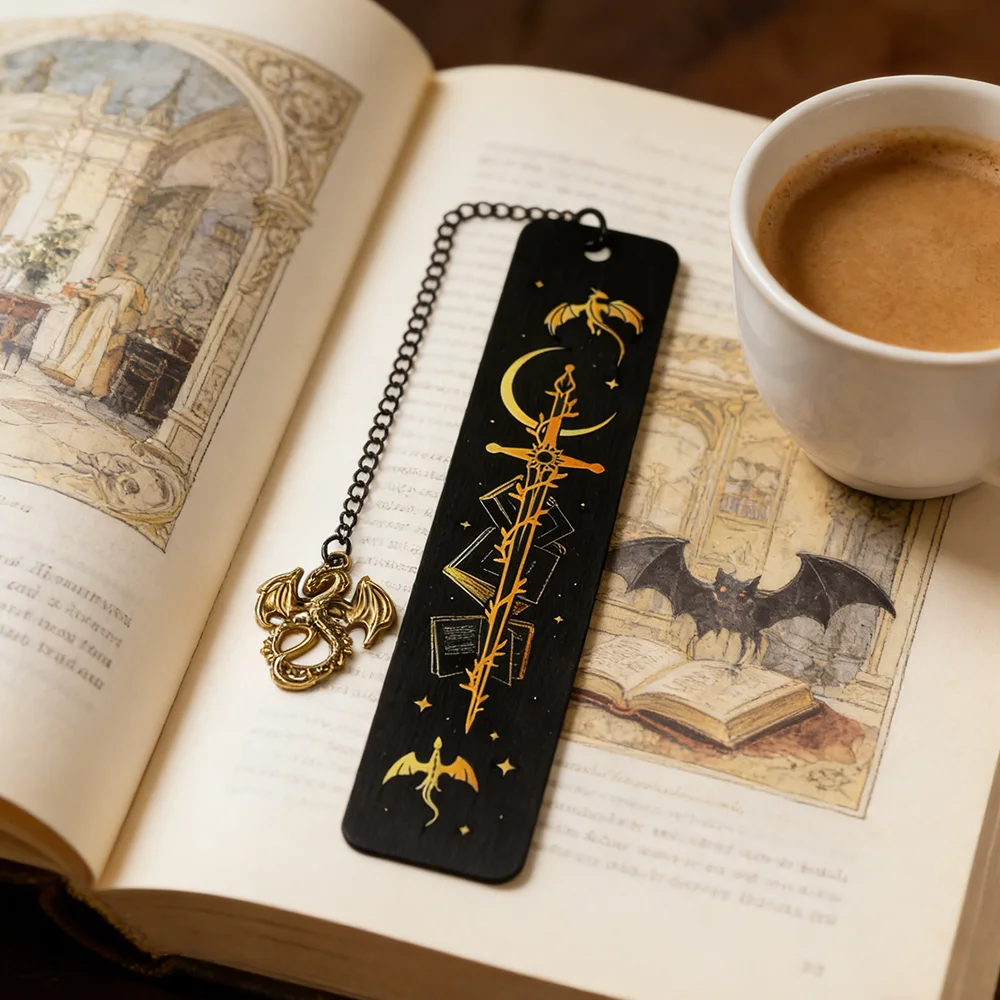 Marcapáginas de Metal con Diseño de Dragón de Cuatro Alas, Accesorio para Amantes de las Novelas de Fantasía, Marcapáginas Gótico, Regalo de Cumpleaños para Amantes de la Fantasía