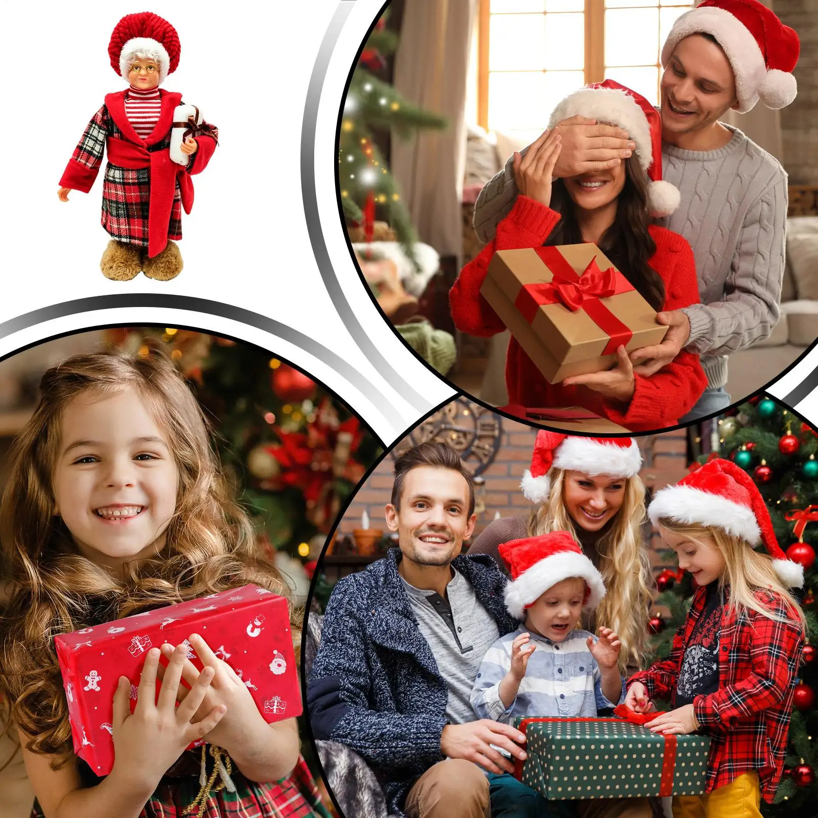 Cloth Santa Figurines Vintage Soft Fabric Classic Grandma Figurine Christmas Santa Statue For Christmas Winter Daily Indoor