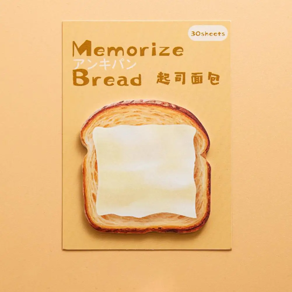 Bread-shaped Sticky Notes Loaf Sticky Notes Premium Bread Shaped Sticky Notes 30 Sheets Loaf Design Memo for Smooth for Reliable