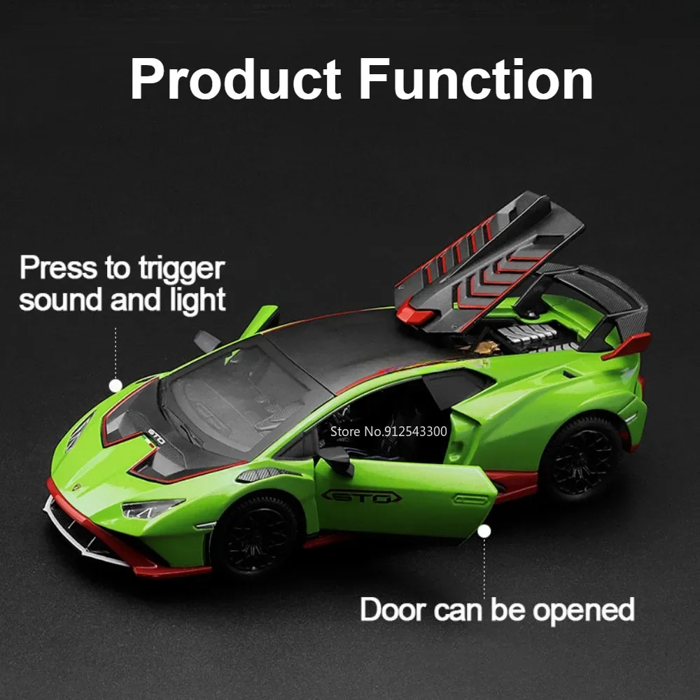 CCA 1/32 Lamborghini Huracan STO Super Car Model Toy Alloy DieCast Vehicle Models Collection Decorative Ornaments Gifts for Kids