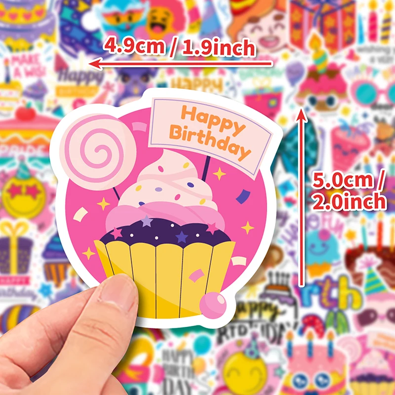 10/30/50PCS Happy Birthday PVC Sticker Aesthetic Decoration Scrapbooking Children's Korean Stationery School Supplies for Kids