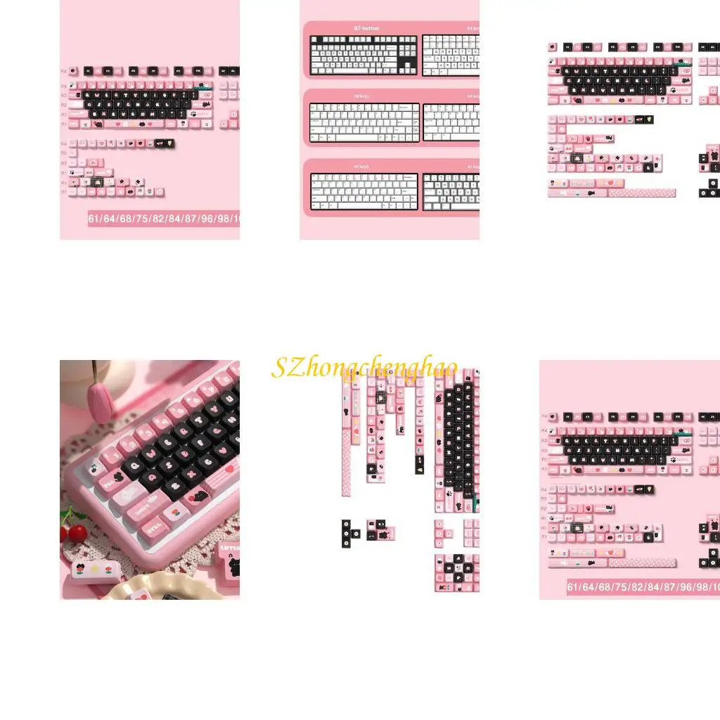 

Full 138/158 PBT Keycap Set Black Cats Theme Heat Sublimation MDA Profile 601D