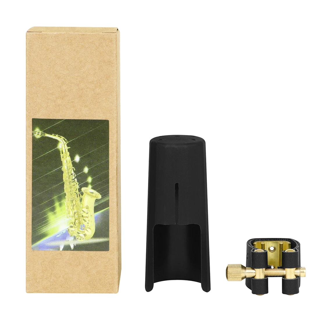 Saxophone/Clarinet Mouthpiece Clip Ligatures Set Leather Mouthpiece Ligature And Cap for Alto Soprano Tenor Woodwind Accessories