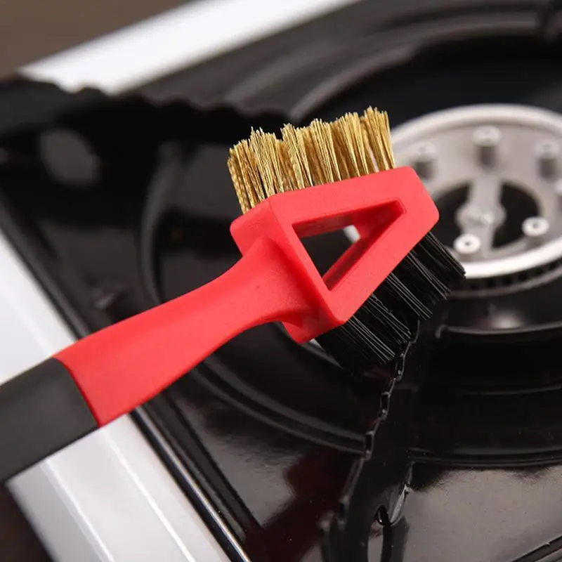 스토브 청소 브러시 ​​4 In 1 Grime Scrubber Brush (분리형 핸들 포함) 가정용 쿡탑 스크레이퍼 이중 재료 헤드