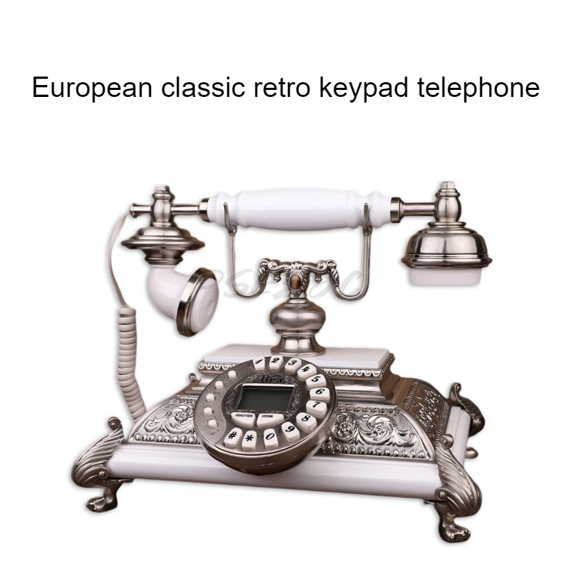 European Retro Home Metal and Solid Wood Combined with Vintage Antique Fixed Wired Telephone with Eight Main Functions