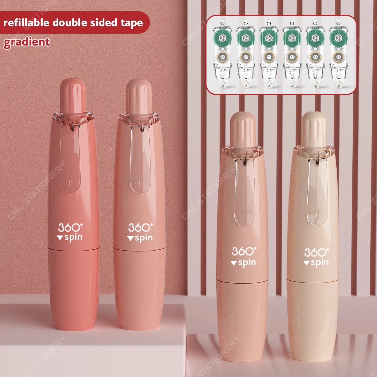 10 large-capacity double-sided tapes, 4 main bodies + 6 replacement cores, for handicrafts, gift packag, notebooks and student