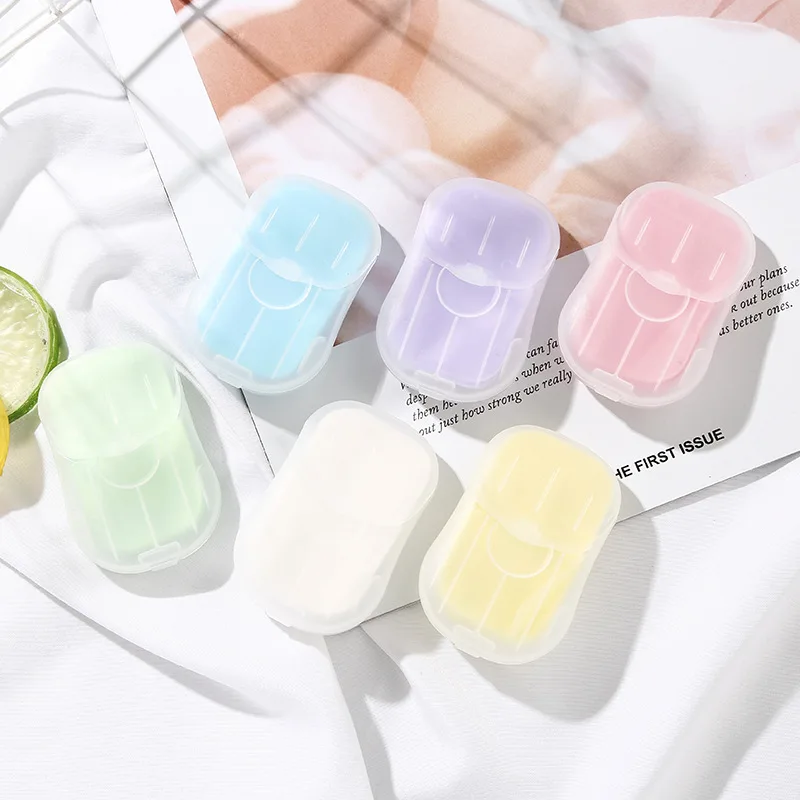 50 pieces of disposable portable soap sheets mini outdoor hand washing sheet box soap paper travel products paper soap