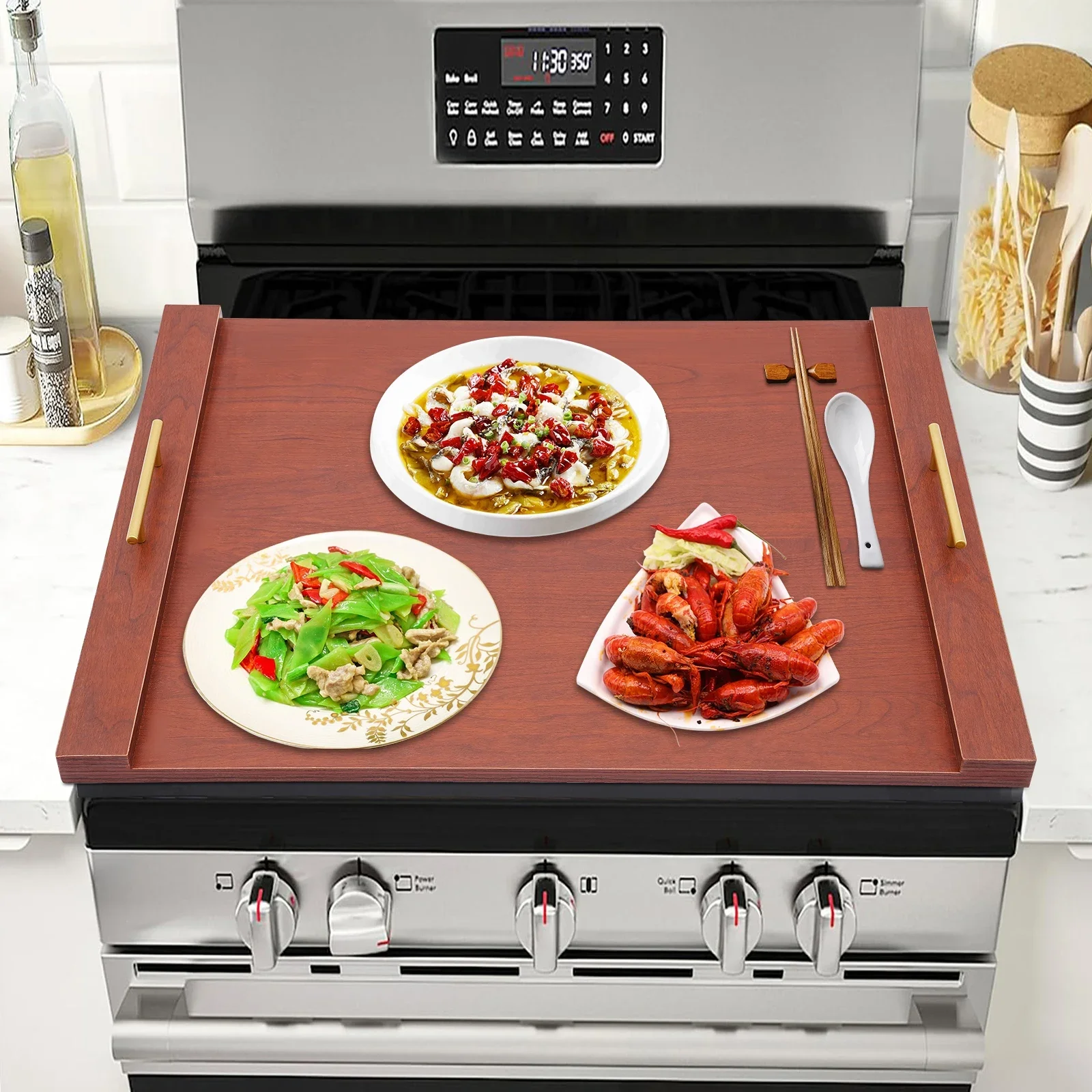 

Кухонная доска для лапши и верхняя крышка для плиты, прямоугольная разделочная доска, защита стойки и органайзер, расширитель столешницы 29,9x21,6 дюйма