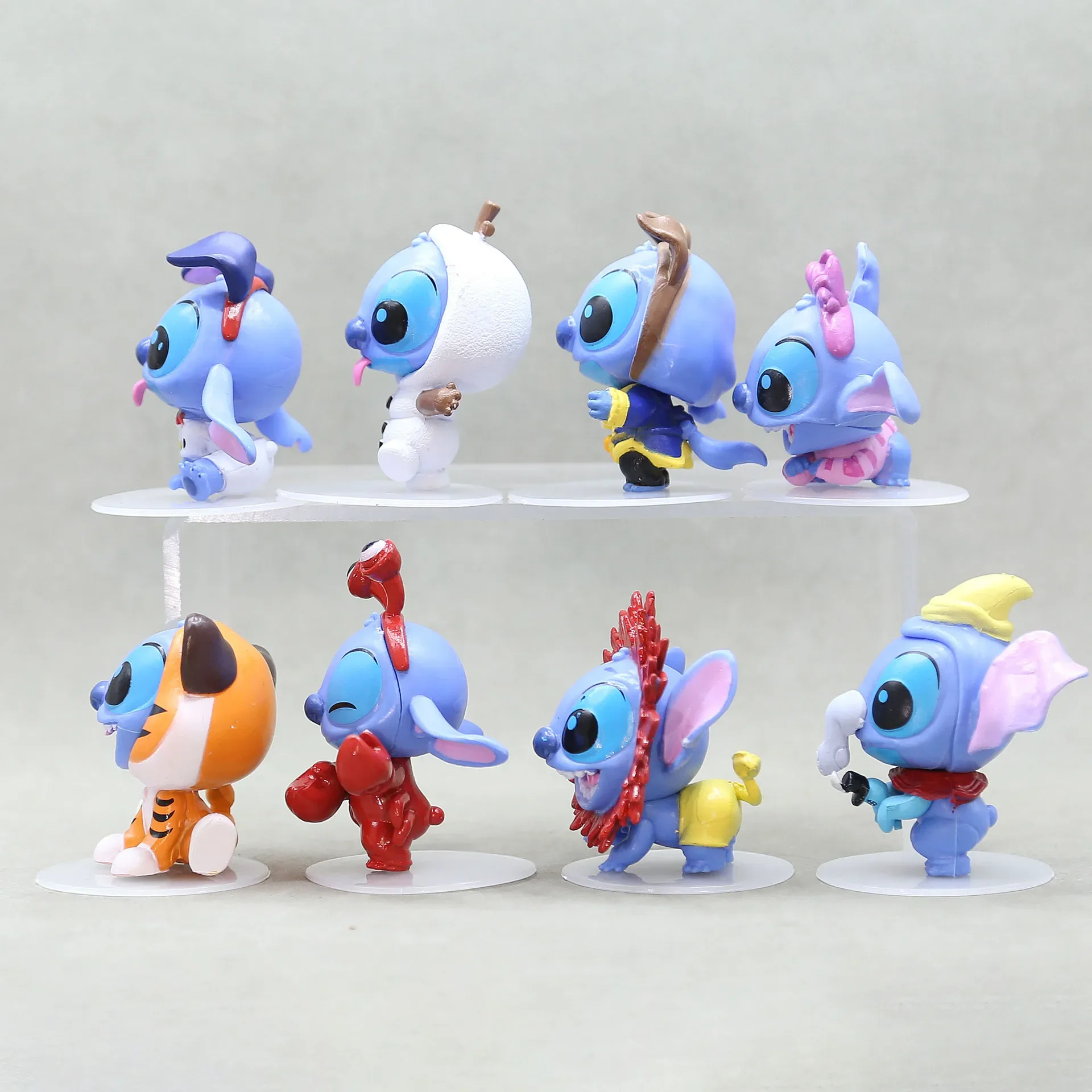 2025  8pcs/set Figur Model Mainan Stitch Perayaan Ulang Tahun ke-100 7.5cm