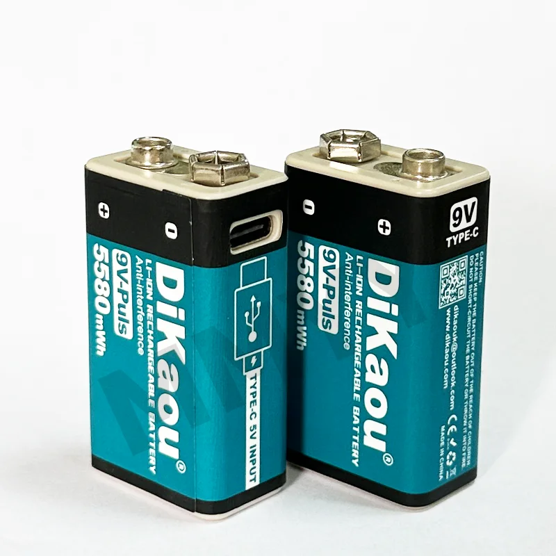 1-2PCS USB 9V Rechargeable Battery 5580mWh Type-C Rechargeable 6F22 9V Li-ion Battery for RC Helicopeter Model Multimeter Toy
