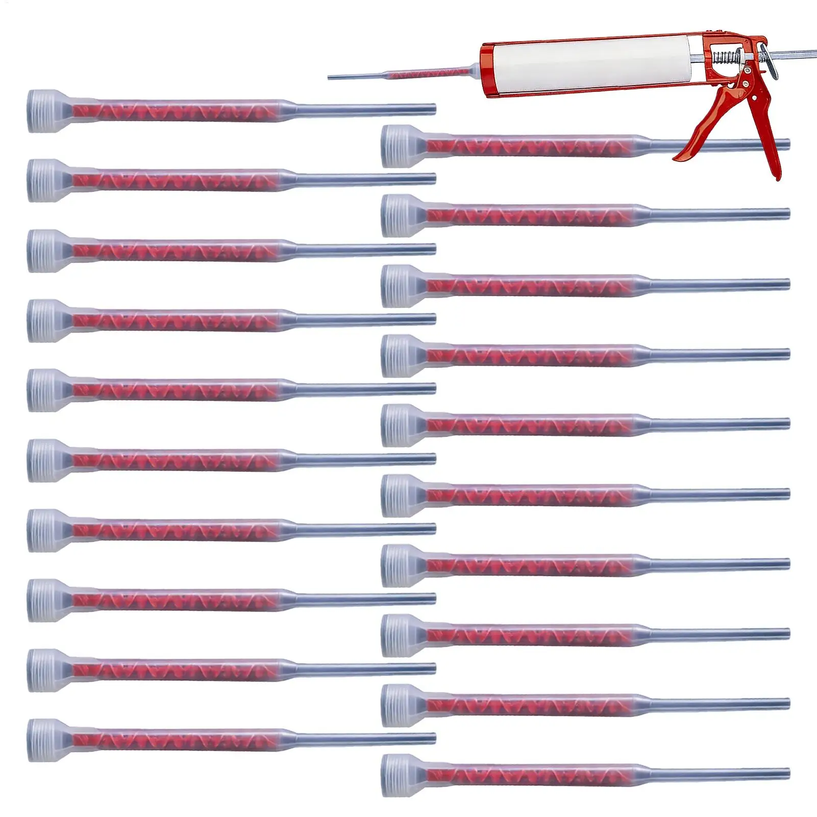 20pcs Epoxy Mixing Nozzle Resin Tube Cartridge Adhesive Mixing Nozzle for Building Structure Reinforcement Concrete Crack