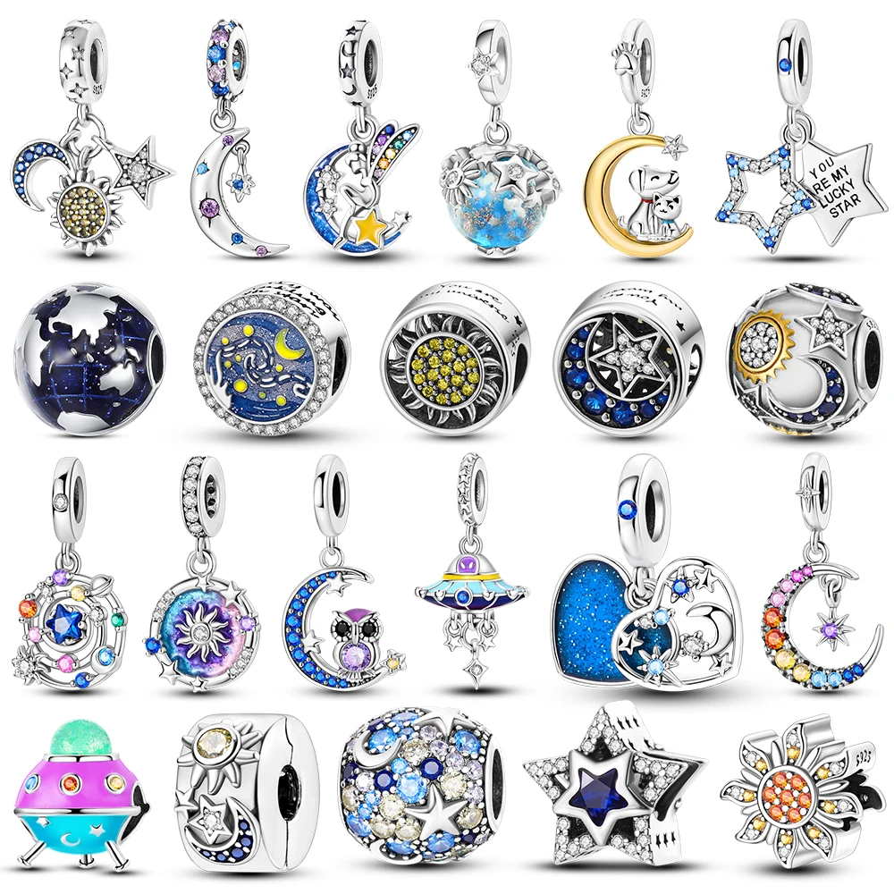 Mystery Star Series Original 925 Sterling Silver Charms Fit Bracelet Pendants Dangle Diy Jewelry Gift For Women