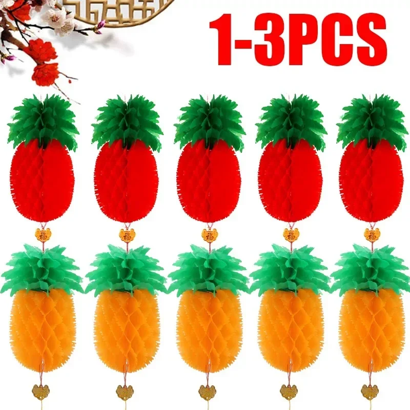 3D Oil-plastic Paper Oval Pineapple Lanterns Spring Festival Hawaii Theme Party Decoration Wedding Garland Paper Lantern Ball