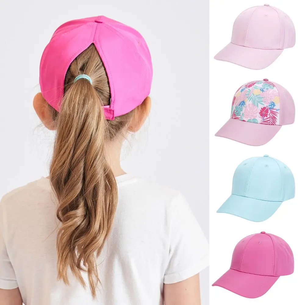 

2024 New Summer High Ponytail Baseball Cap Kids Boy Snapback Hat Casual Solid Color Print Children Peaked Caps Kids Sun Hat