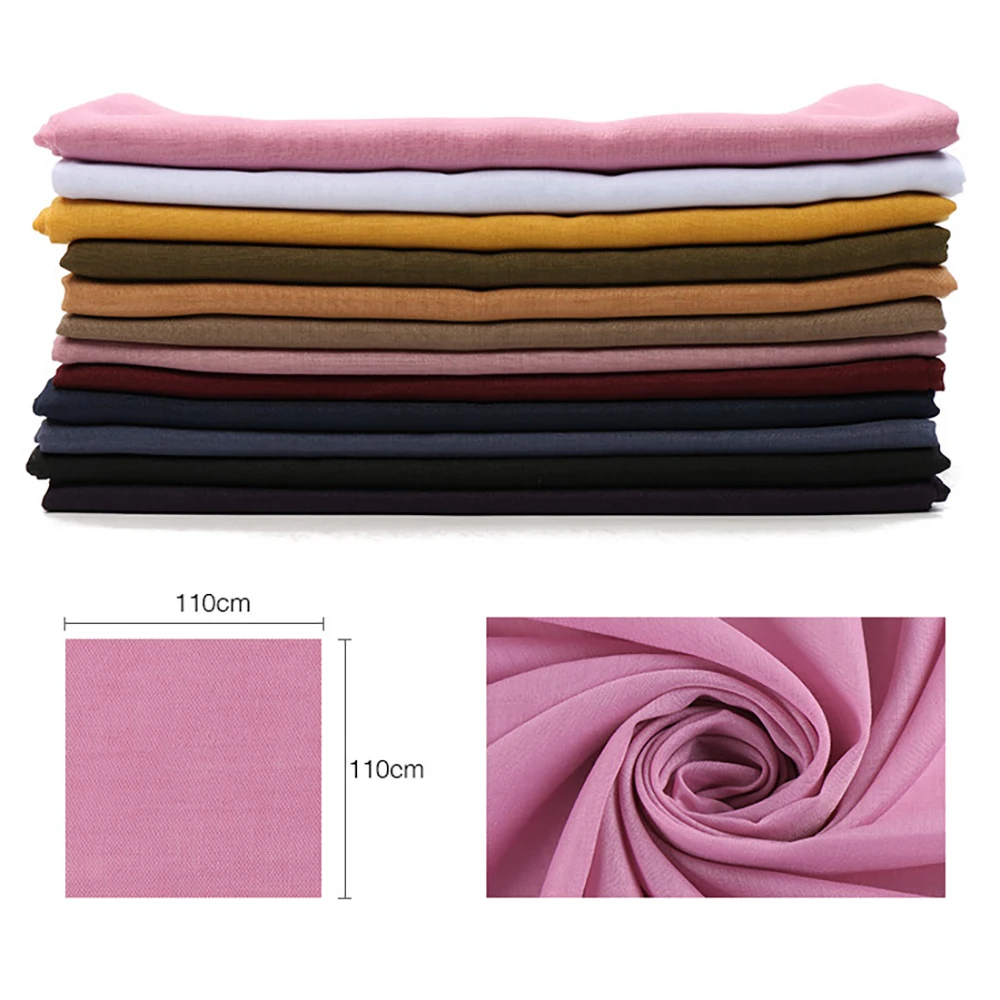 110*110cm Square Cotton and Linen Hijab Women Muslim Turban Cotton Shawls Wrap Bandanna Foulard Turbante Mujer