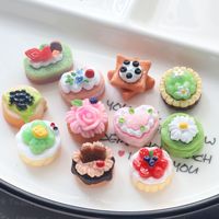 10Pcs simulation rose cake strawberry blueberry biscuits dessert doll house decorations DIY ornaments
