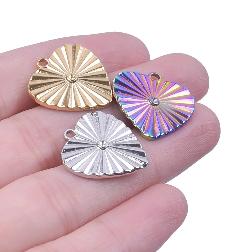 3pcs Geometric Love Heart Stainless Steel Hydraulic Pendant For Jewelry Making Supplies Girl Women Accessories DIY Charm Earring