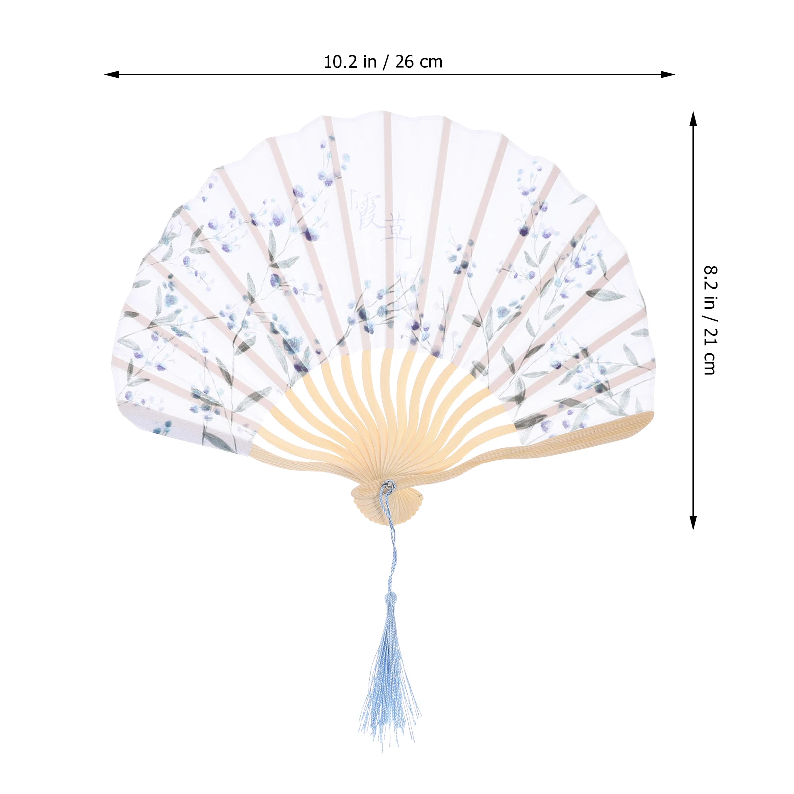 

1Pcs Summer Foldable Exquisite Fan Bamboo Cotton Portable Lightweight Dancing Cosplay Costume Decoration Blue Gypsophila