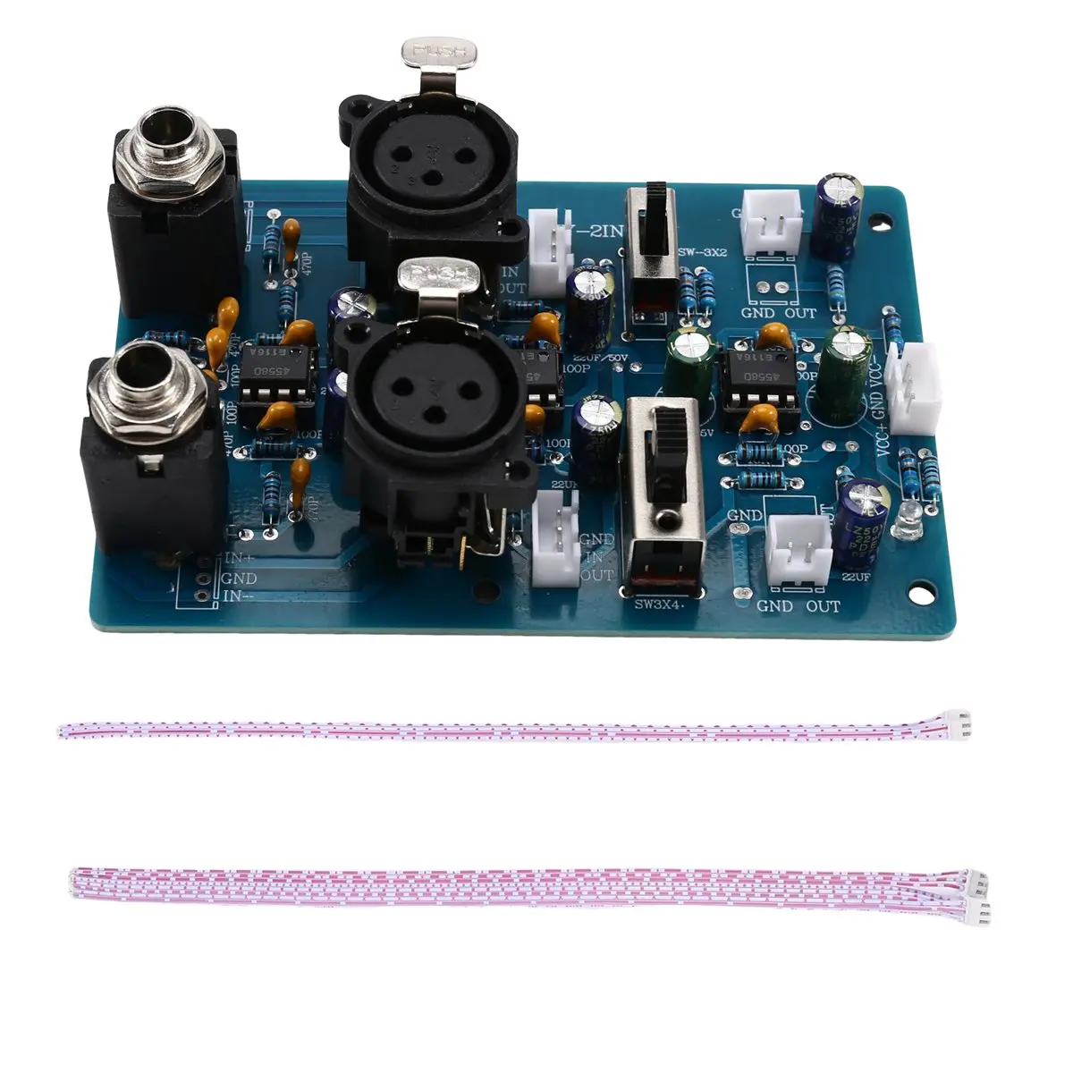 Dual Channel Stereo Balanced Input Gain BTL Bridge HIFI Preamp Amplification Board, 4558D OP AMP
