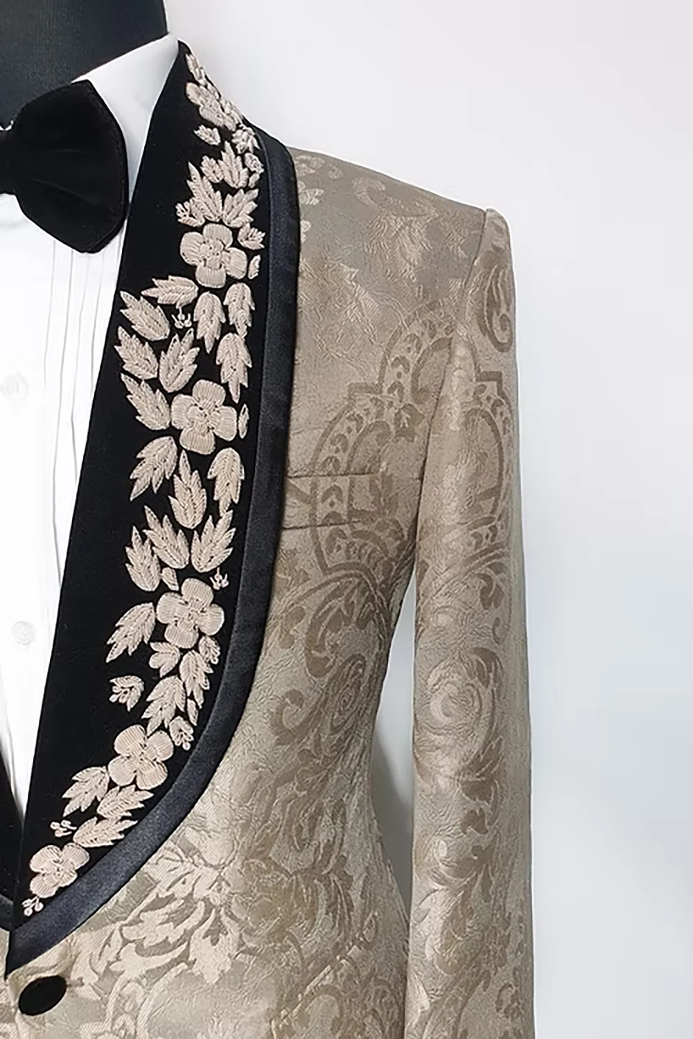 Abrigo de boda de Jacquard con apliques para hombre, chal con solapa, abrigo de una sola botonadura, chaqueta de negocios, solo chaqueta hecha a medida