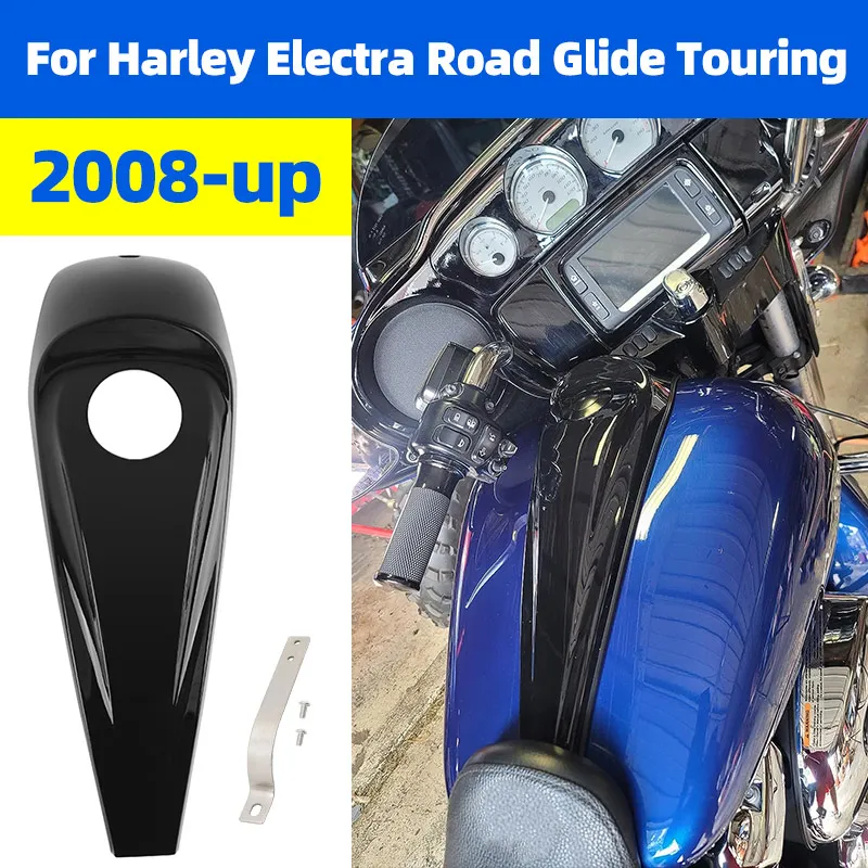 Motorcycle Accessory Fuel Console Trim Panel Gas Tank Cap Cover Black For Harley Touring Electra Road Glide Street 2008-2023