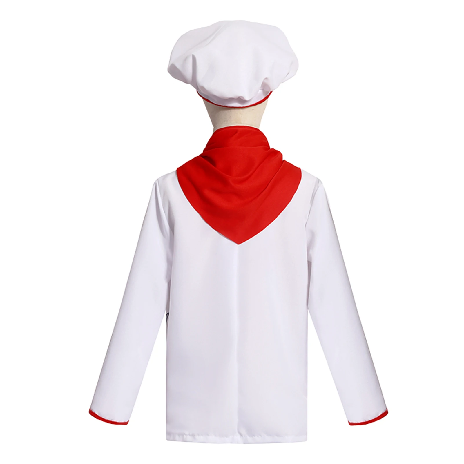 Children Girls Boys Halloween Chef Cosplay Costume Hat Top Dress Scarf Set Cook Uniform Theme Party Canival Performance Clothes