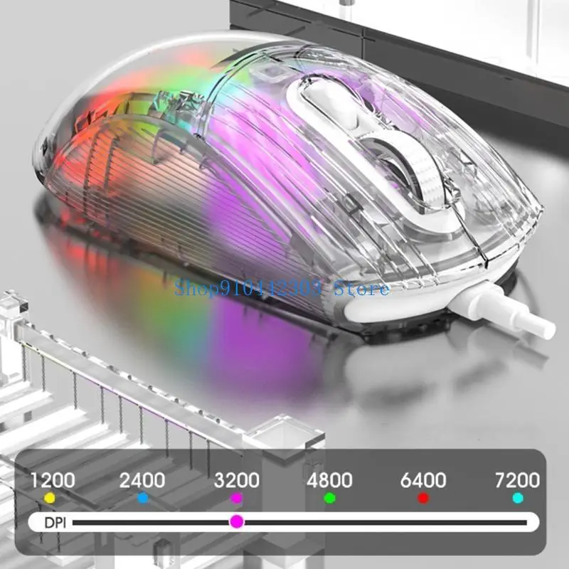 652F New Arrival XYH10 Transparent Game Mouse RGB Light Effect 6-gear DPI Adjustment USB Mute Office Mouse