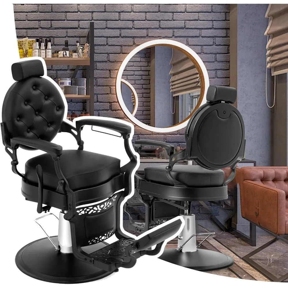 كرسي حلاق عتيق لصالون الحلاقة كرسي صالون هيدروليكي للاستلقاء لجميع الأغراض مع مسند للرأس وارتفاع قاعدة شديدة التحمل #2