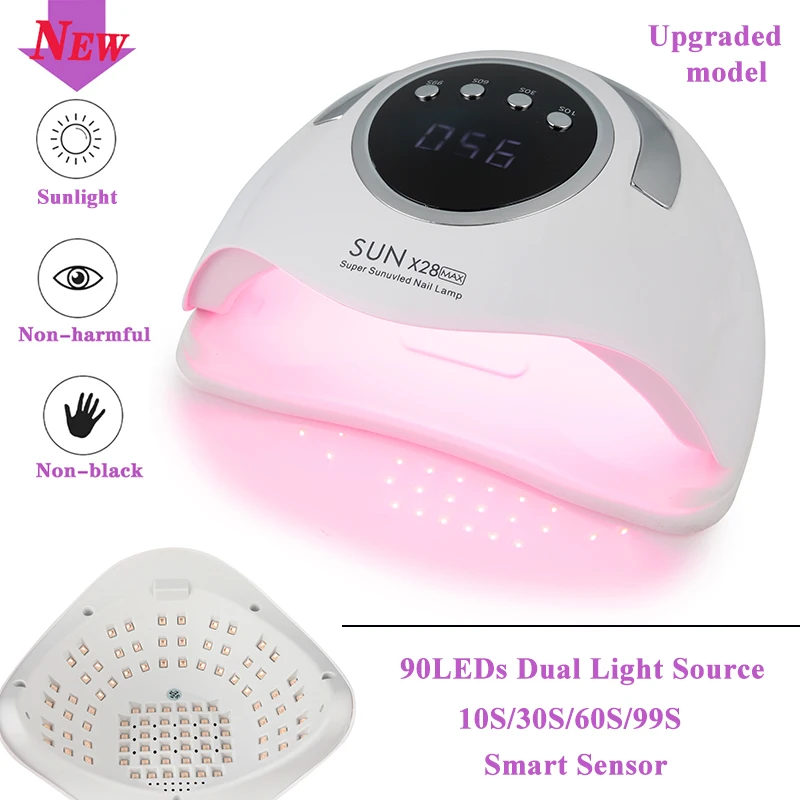 SUN X28MAX 90LED UV Lamp for Nails Gel Polish Drying With LED Display Auto Sensor Professional Manicure Lamp Dryer Home Use Tool