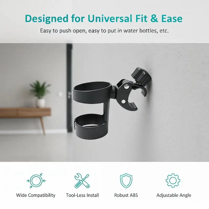 Universal Stroller Cup Holder Adjustable Water Bottle Holder For Baby Stroller Bike And Wheelchair Electric Vehicle Cup Holder view 3