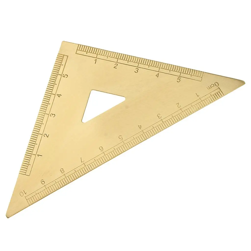 Solid Brass Metal Jewelry Design Math Geometry School Ruler Triangle Protractor Portable Measuring Jewelry Accessories