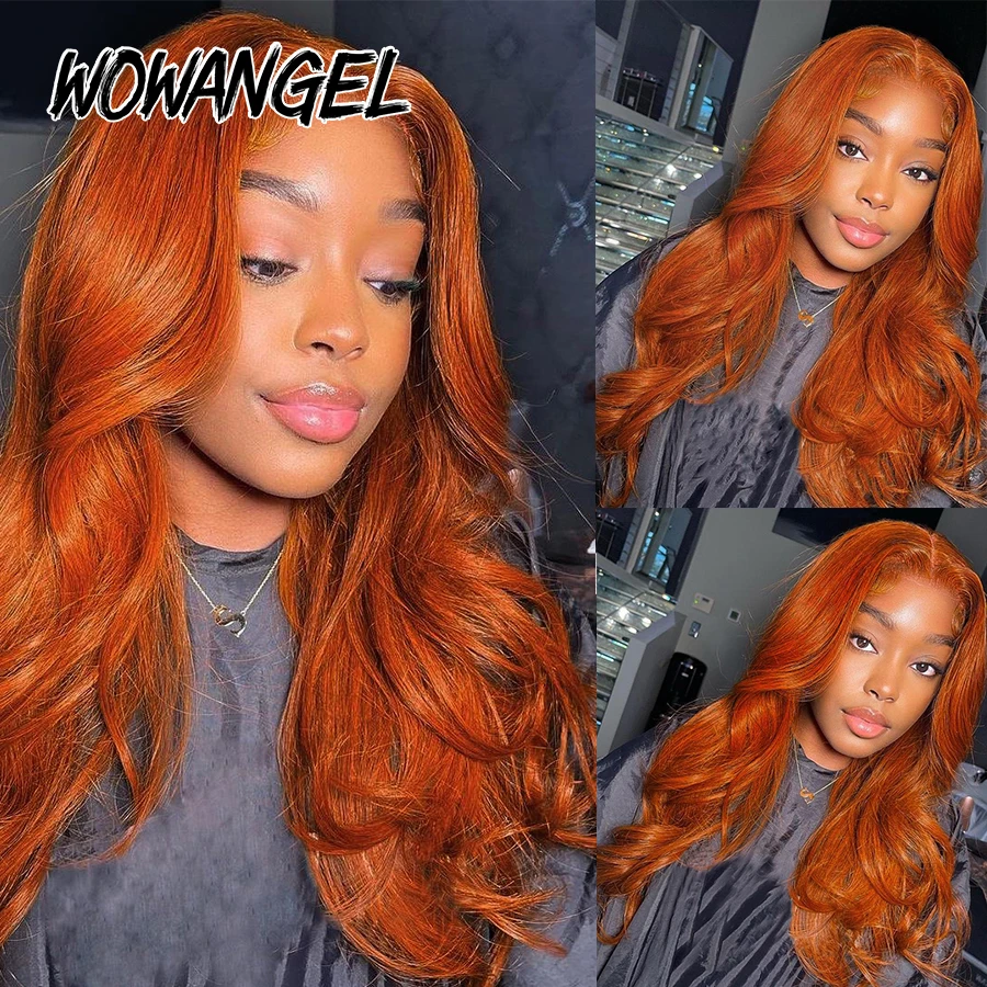 Ingwer-Orange Lace Front Echthaarperücke Body Wave 13x6 HD Lace Frontal Perücke Remy Vorgeschnittene Kleberlose Perücken Echthaar Fertig zum Tragen – Detail 6