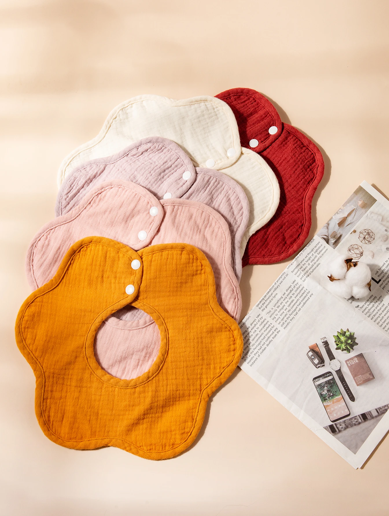 Bavoir en coton doux pour nouveau-né, serviette de salive pour bébé, écharpe en gaze, pétale de 360 degrés, fournitures d'alimentation pour garçon et fille