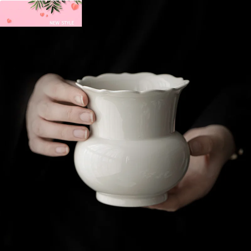 

560ml Retro Grass Wood Ash Ceramic Jianshui Zen Washing Cup Bowl Writing-brush Washer Tea Garbage Can Chaxi Drinkware Craft