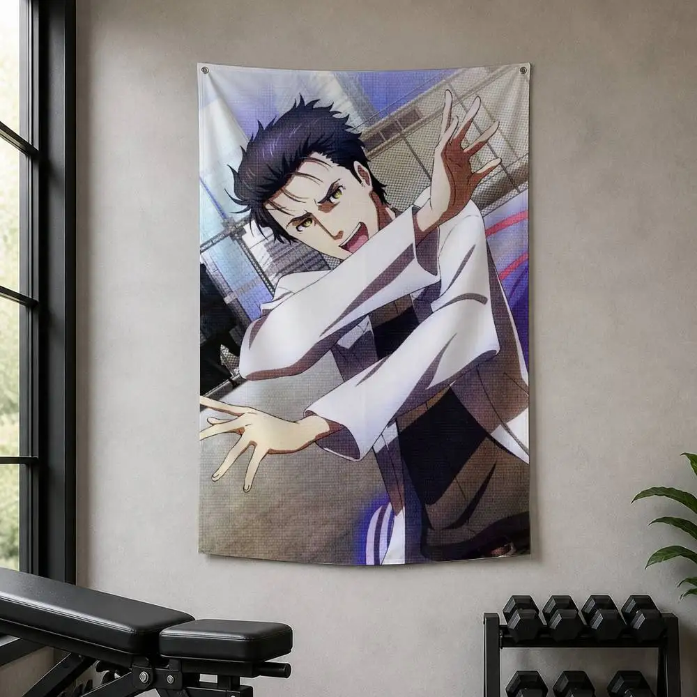 Anime Steins Gate Decorative Hanging Flag with Grommets for Garage Bedroom Dorm Wall Decor