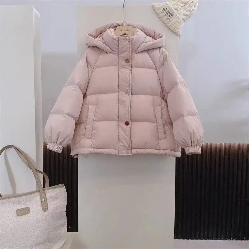5-15 Years Teenage Girls' Down Jacket Winter 2025 New Children's Korean Edition Fashion Hooded Warm Down Cotton Jacket 120-170CM