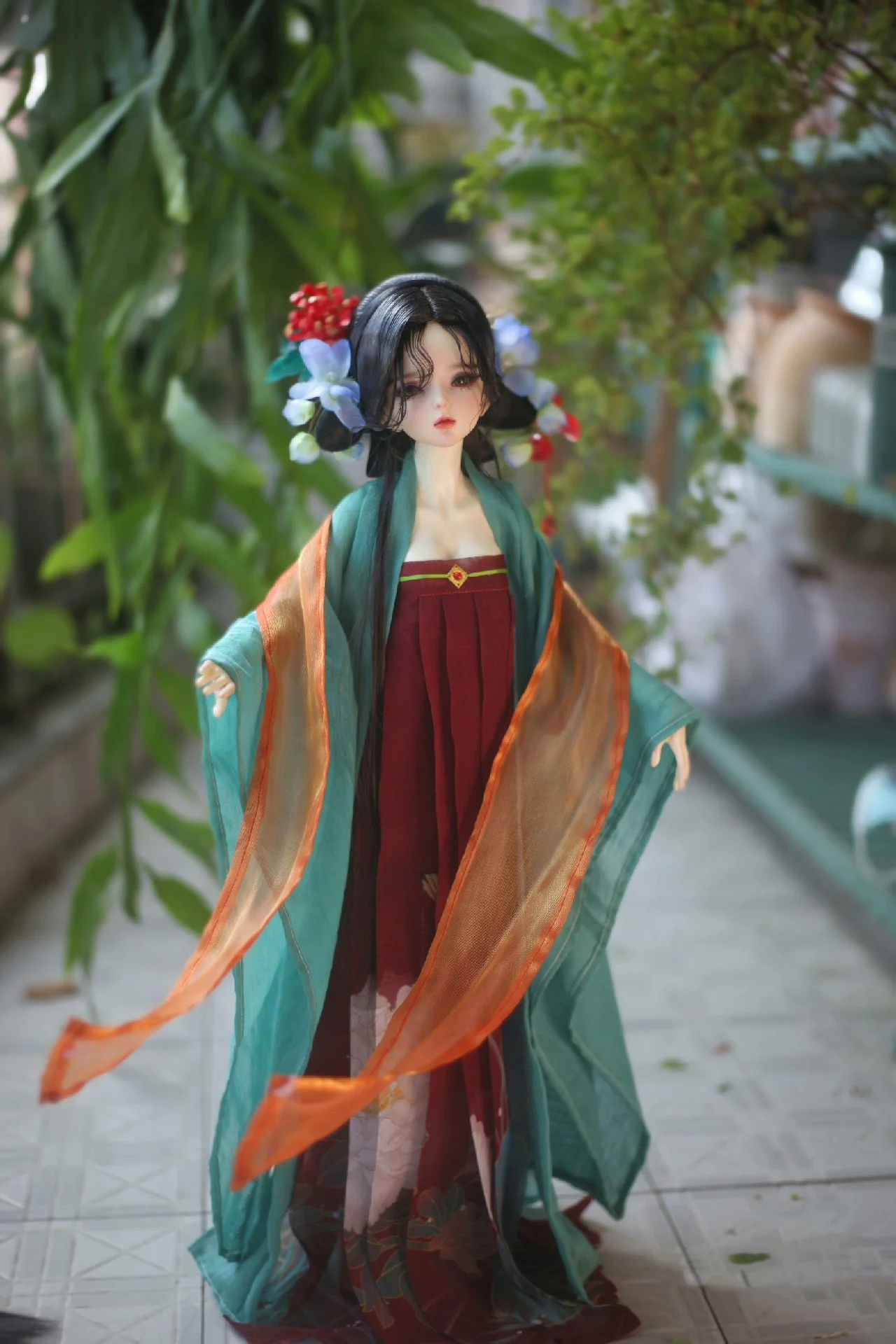 1/4 1/3 Scale Ancient Costume BJD Clothes Chinese Hanfu Fairy Long Dress Outfit for BJD/SD SD13 Big Girl Doll Accessories C2350