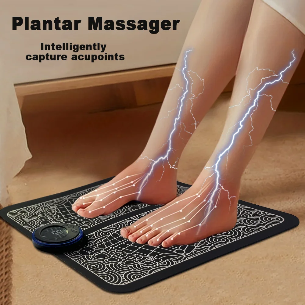 Polymères de massage des pieds à chargement USB électrique, Rel155, point d'acupuncture, améliore le sang, le surpoids, 8 modes, 19 niveaux de relaxation