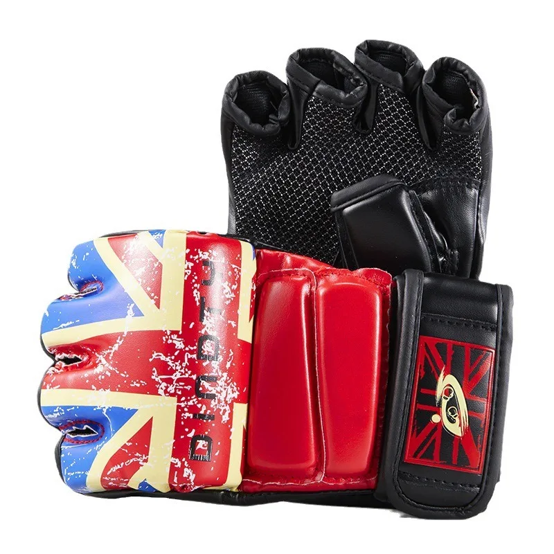 Guanti da allenamento da boxe guanti da allenamento con mezze dita guanti traspiranti MMA Kickboxing per adulti guanti Muay Thai