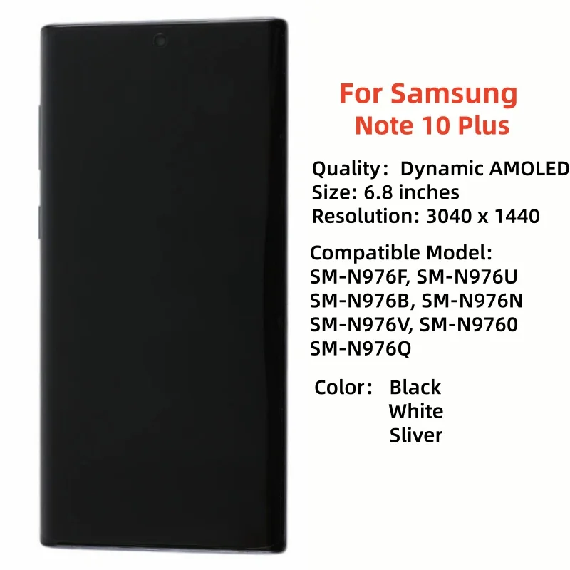 AMOLED For Samsung Note 10 Plus 5G Original OLED Screen Display Assembly For Note 10+ N976F N976U N976B N976N