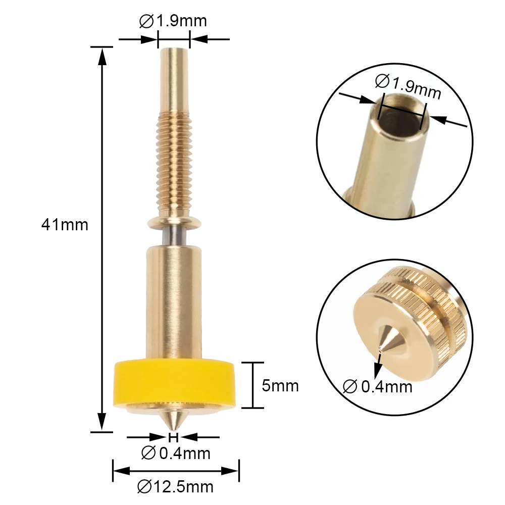 Revo All-in-one Nozzle For Revo Ceramic Hotend 0.25/0.4/0.6/0.8mm 3D Printer Heatbreak BrassTitanium Nozzle For E3D Revo Hot End