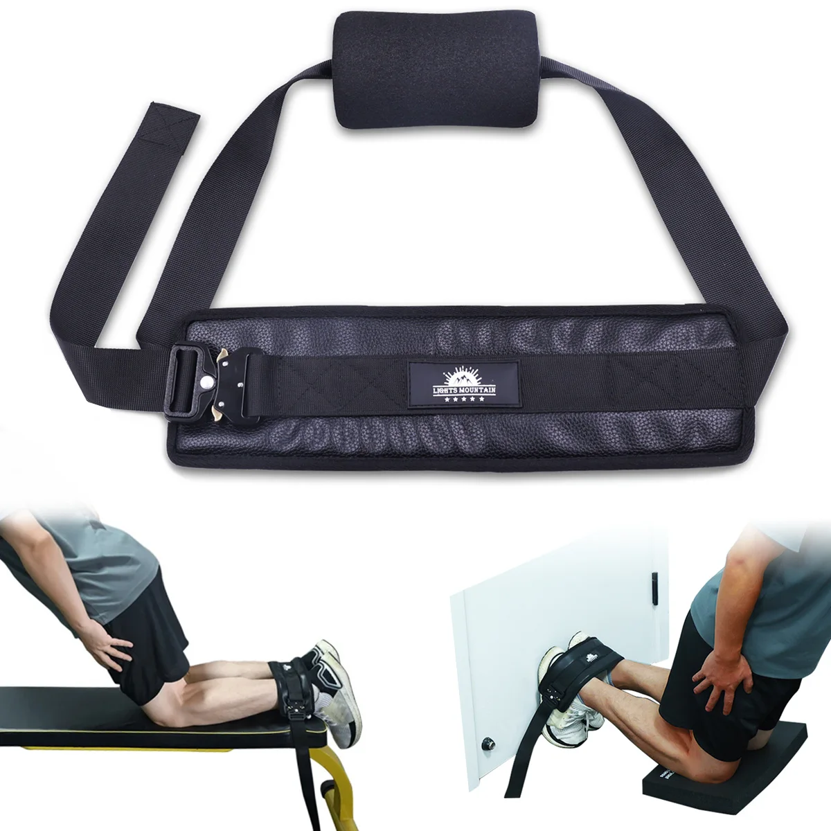 Nordic Hamstring Curl Strap – with Extra Large Foam Stopper Thick Neoprene Padding, Fits Various Doors, Enhances Leg Strength